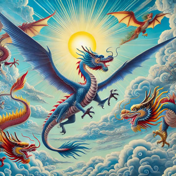 dragones volando