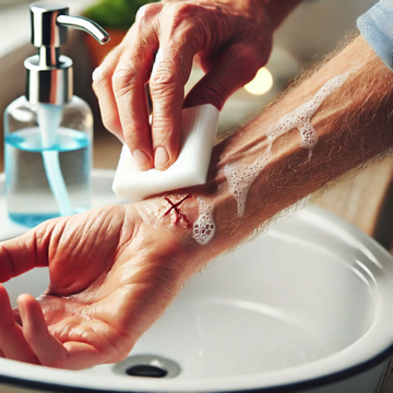 limpiar una herida con agua y jabón