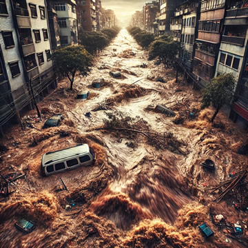 inundación de agua sucia