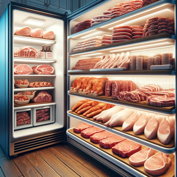 nevera llena de carne