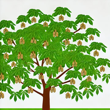 nueces en el árbol