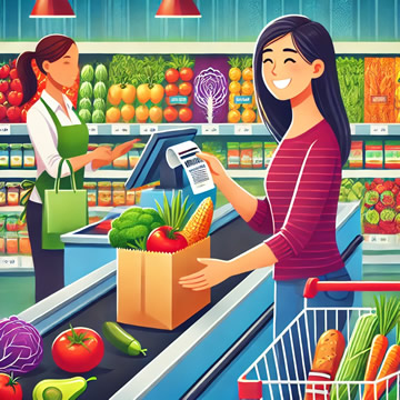 comprar comida en un supermercado